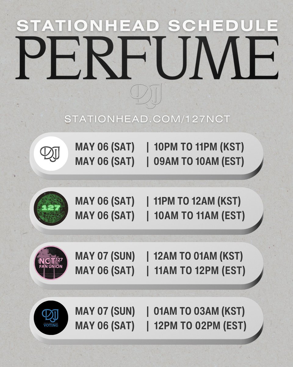 DJJGLOBAL's tweet photo. NCT DOJAEJUNG 'Perfume' Streaming Party on Stationhead 📻
Date: TODAY, Saturday May 6th
Time: 10:00PM to 03:00AM KST
Join our #PerfumeParty!
- Stream the songs
- Boost streams with other fans
- Follow: https://t.co/FvL2TFyIl0
#NCT_DOJAEJUNG #DOJAEJUNG https://t.co/DGMhz8wJbW