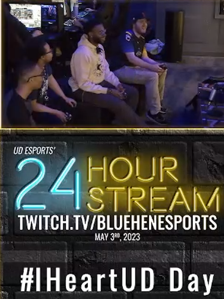 bluehenesports's tweet photo. THANK YOU, THANK YOU, THANK YOU to all that watched our 24 hour Stream-A-Thon and/or made donations to Blue Hen Esports for I Heart UD Day.  We are very appreciative of your support! https://t.co/fo2fDZAPP7