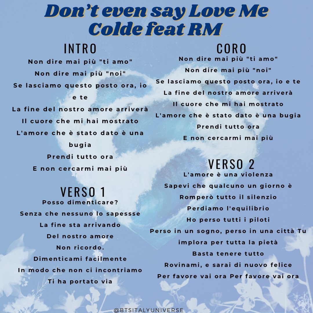 BtsItalyUni's tweet photo. Traduzione italiana della canzone di Colde feat Nam

#AgustD_SUGA_Tour 
#SUGA_AgustD_TOUR_in_NY #AgustD #SUGA #yonngi #colde #MinYoongi #D_Day 
#BTS #방탄소년단 #nam #namjoon #kimnamjoon #rm #jin #seokjin #kimseokjin #hobi #jhope #hoseok #junghoseok #jimin #v #vbts #jk #Jungkook https://t.co/Y7MZAlKXIj