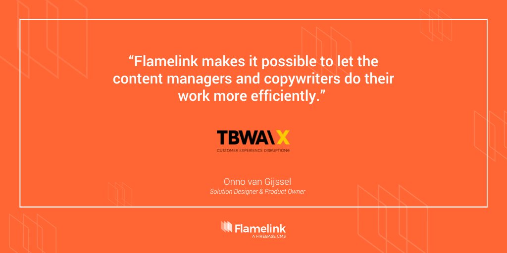 Flamelink adds efficiency to your <a href="/Firebase/">Firebase</a> project.
Just ask our friends over at TBWA\X. Learn more about how TBWA\X uses <a href="/FlamelinkCMS/">Flamelink, the #FirebaseCMS 🔥🔗 @ #FirebaseSummit</a> to build digital customer experiences across the entire customer journey: flamelink.io/case-studies/t…
#Firebase #Flamelink #FirebaseCMS