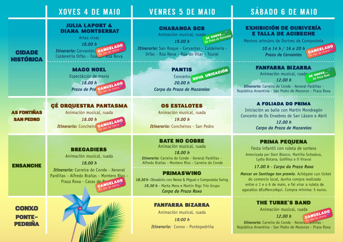 PazodeRaxoi's tweet photo. 🌸🌸A festa do comercio local #Prima23 arranca mañá con algúns cambios no programa por mor da previsión metereolóxica ☔️🛍️
🗓️ 5 e 6 MAI
🧐 consulta os cambios no programa👉 https://t.co/JcKHX8fGAs https://t.co/chcXiipzpJ