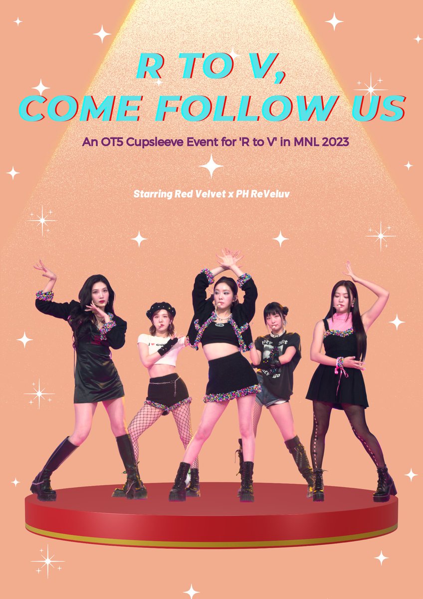 KimYerim_PH's tweet photo. R TO V, COME FOLLOW US ❤️
An OT5 Cupsleeve Event for #REDVELVETinMNL2023 

Come feel @RVsmtown's rhythm with us at our cupsleeve event before the 'R to V' fun and celebration starts! Check details below. See you there, luvies!

🗓️ May 7, 2023
📌 19 Degrees, MOA Food Hall https://t.co/htZiSwJpB0