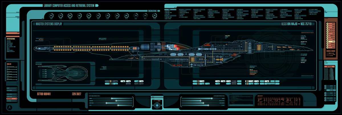 Seen briefly in a graphic in Season 2 The USS Ibn Majid (NCC-75710) was Rios' old ship when he was in Starfleet.  Great Master Systems Display by Tim Davies 
#StarTrekPicard
