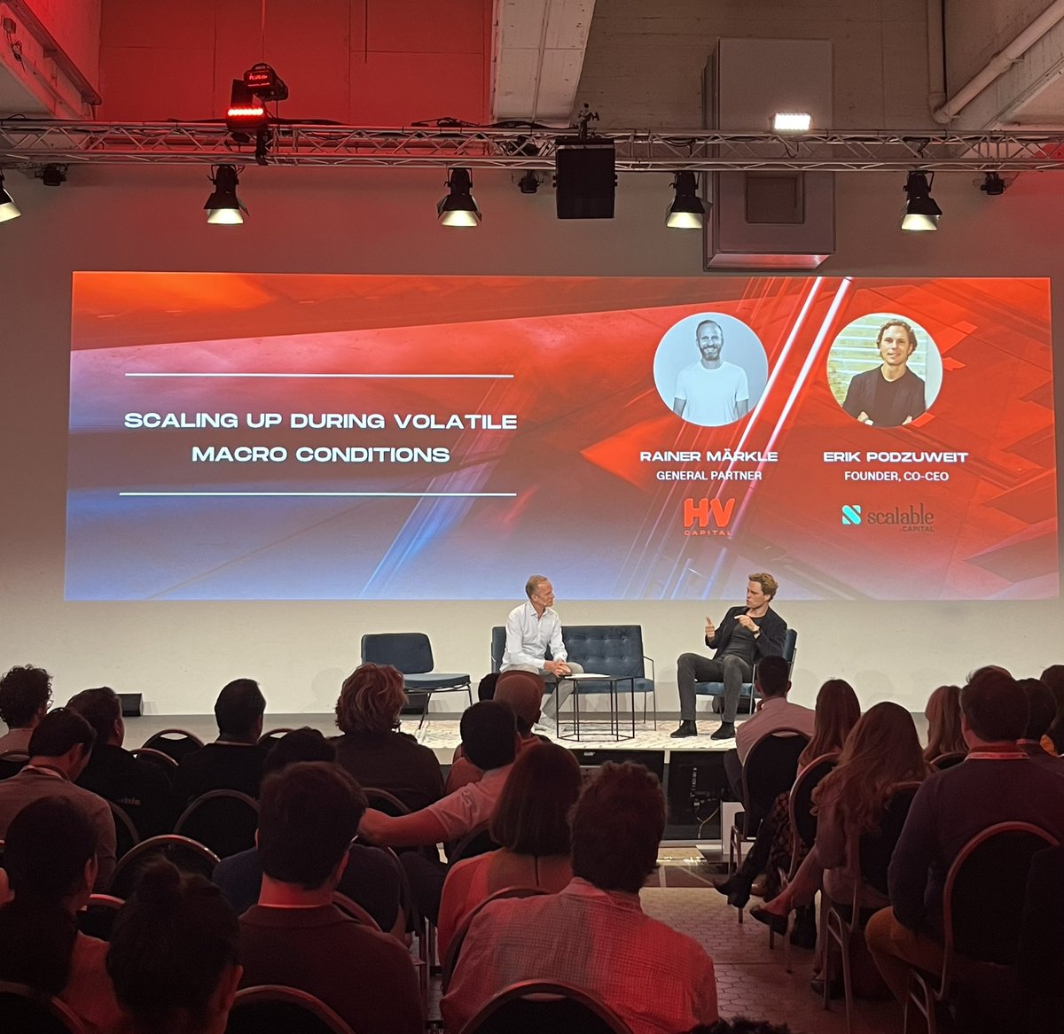 “Scaling Up During Volatile Macro Conditions” - <a href="/ErikPodzuweit/">Erik Podzuweit</a>, founder of <a href="/ScalableCapDACH/">Scalable Capital DE</a> joins <a href="/HV_Capital/">HV Capital</a>’s Rainer Märkle on stage to share his insights. 🎤

#hvsummit2023