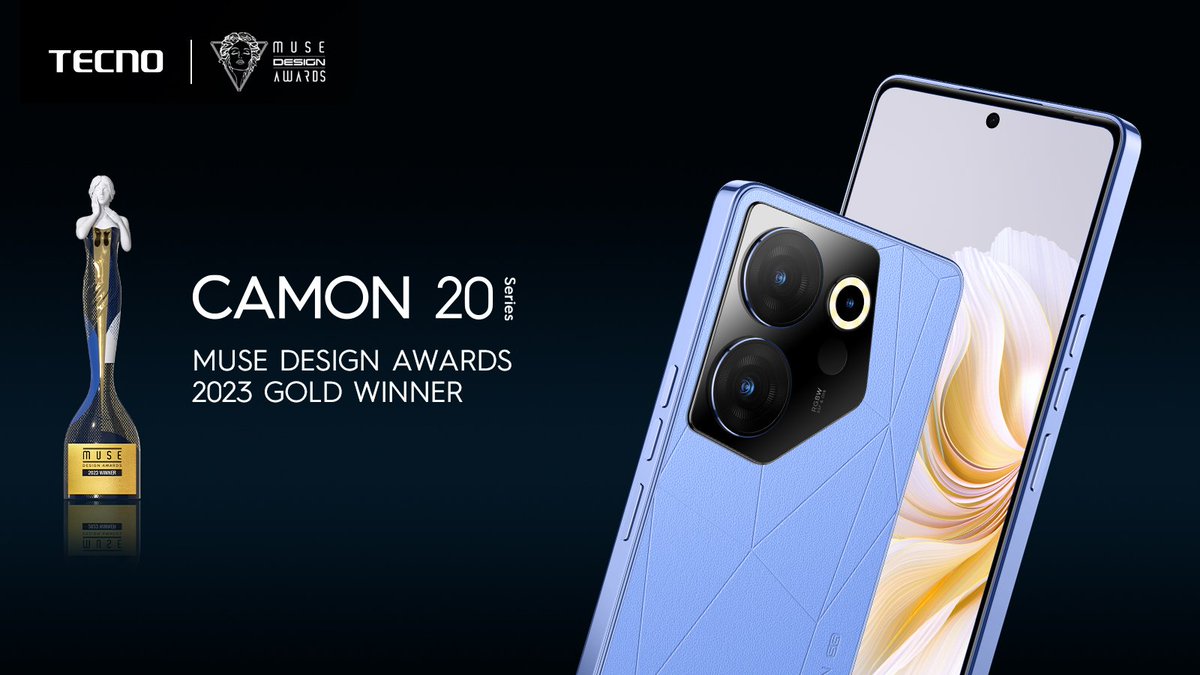 Our upcoming release the Camon 20 scoped up Gold at the Prestigious Muse design Awards. 
#TECNO #StopAtNothing #CAMON20Series
 #MuseDesignAwards