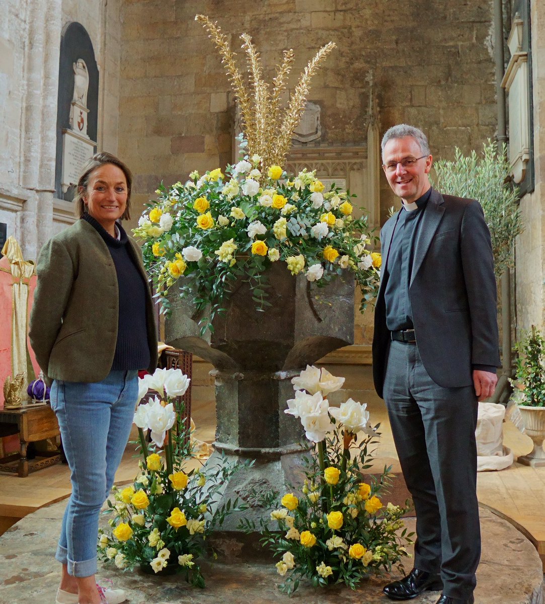 The Lord Lieutenant of North Yorkshire Mrs Jo Ropner and <a href="/RiponDean/">John Dobson</a> taking in our Coronation themed floral displays. The flowers &amp; plants here reflect those used for the Chrism oil with which the King and Queen Consort are anointed <a href="/LL_North_Yorks/">North Yorkshire Lieutenancy</a> <a href="/churchofengland/">The Church of England</a> <a href="/joropner1/">jo ropner</a>