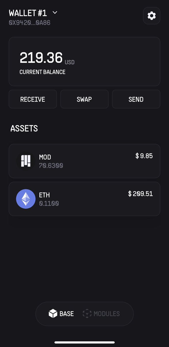 Grabbed a bag of <a href="/modular_wallet/">Modular</a> 🤝

The modular wallet is a wallet on the #Arbitrum network and powered by the $MOD token using none custodial tech ⚡️

Sitting at only $2mil mcap with an ATH of around $6mil, the chart is at a great entry and a nice upward trend 🏆

Telegram:
