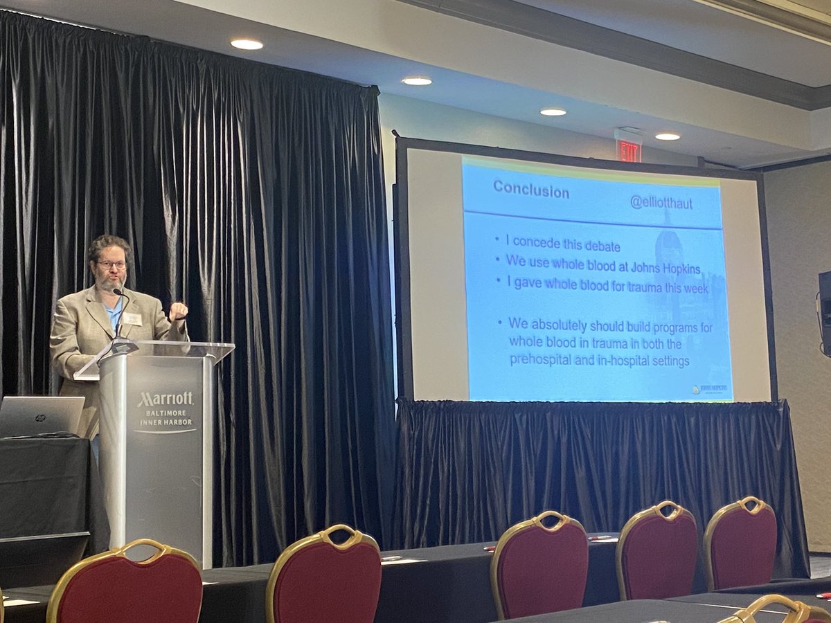 Julia R Coleman, MD MPH (@juliacolemanmd) on Twitter photo As an expert does, <a href="/elliotthaut/">Elliott R Haut, MD, PhD</a> handled the <a href="/PCounterpoint/">Point/Counterpoint</a> debate on whole blood with skill and tact - note when you are assigned to debate you side you don’t agree with, show shiny pennies and then concede with grace 🤣👏 As an expert does, <a href="/elliotthaut/">Elliott R Haut, MD, PhD</a> handled the <a href="/PCounterpoint/">Point/Counterpoint</a> debate on whole blood with skill and tact - note when you are assigned to debate you side you don’t agree with, show shiny pennies and then concede with grace 🤣👏