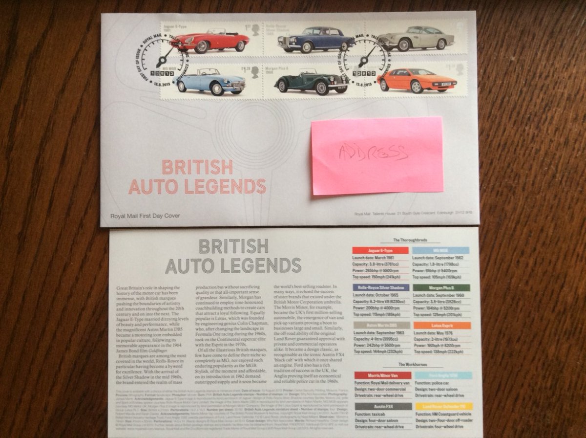 2013 British Auto Legends Presentation Stamp Pack, Mini Sheet or First Day Cover. #car #cars #classiccars #morrisminorvan #austinfx4 #fordanglia #ford #mgmgb #mg #morgan #morgan #morganplus8 #LandRover #Jaguar #astonmartin #lotus #rollsroyce #collectingstamps