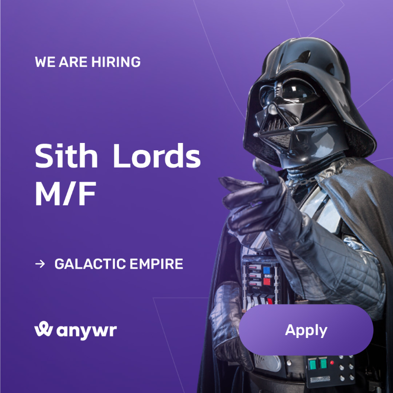 Anywr_Group's tweet photo. May the Force be with you!🚀
Whether you're a Jedi or a StormTrooper, on Naboo or Tatooine, for us, Talent has no boundaries: we even recruit at 12+ Parsec!🔫🌠🪐

#MayThe4thBeWithYou #StarWarsDay