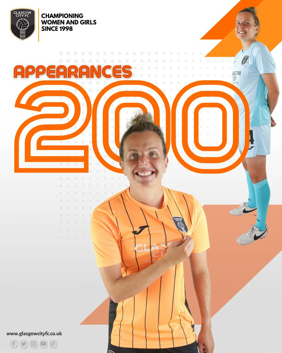 GlasgowCityFC's tweet photo. 2️⃣0️⃣0️⃣

🔶 Congratulations to Hayley Lauder who made her 200th appearance for the club last night! https://t.co/giLiereUVg