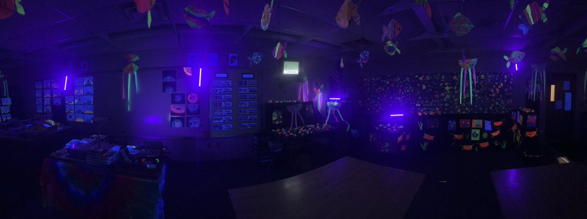 Fish, and turtles, and crabs-oh my! We are enjoying our K-5 immersive undersea glow show! Mrs. Jackson sure has some talented artists!