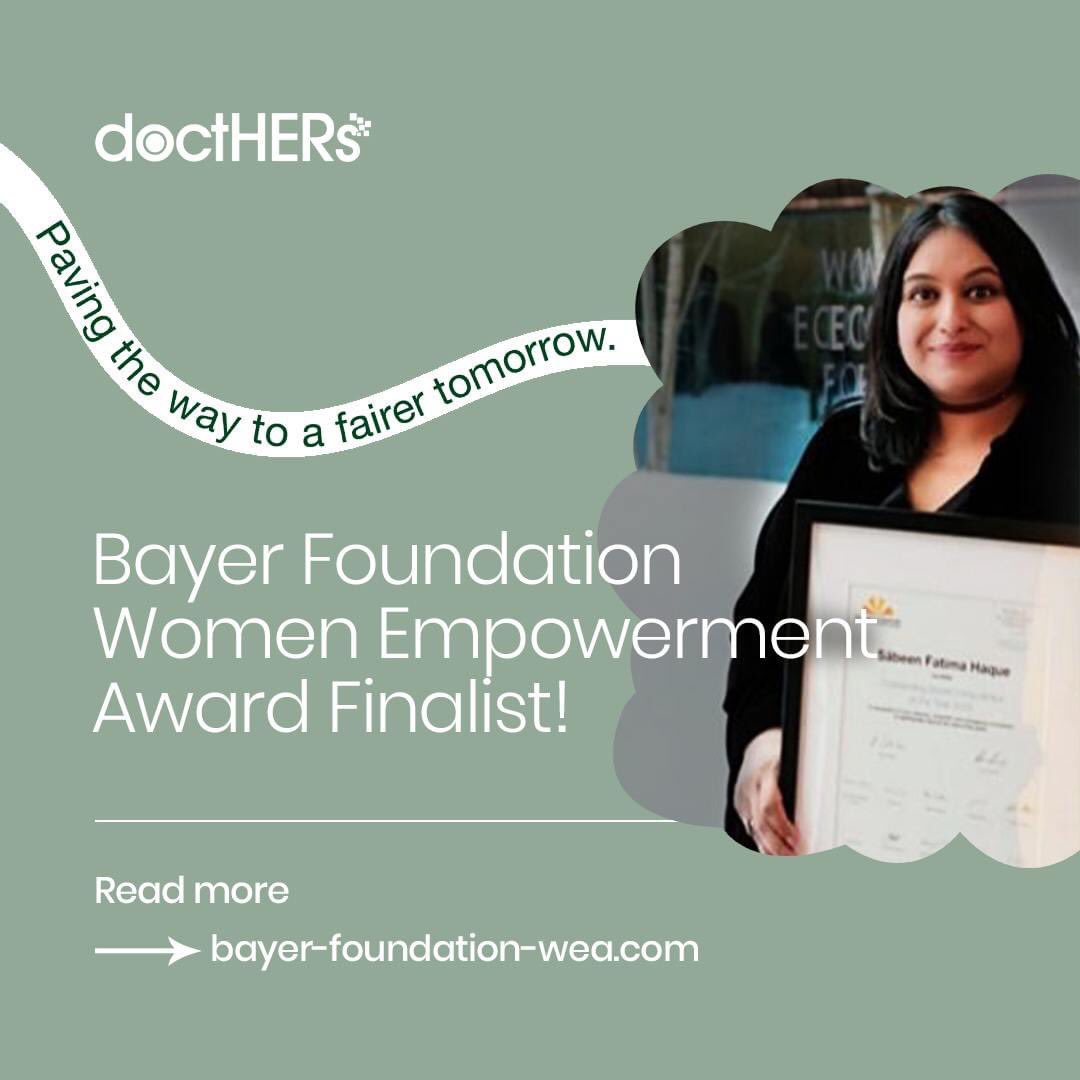 doctHERs's tweet photo. Immensely proud to announce that Sabeen Fatima Haque, Co-Founder doctHERs and @nayajeevan, has been chosen as a finalist for the Bayer Foundation #WomenEmpowerment Award 2023.
We wish her and all other finalists best of luck!
#doctHERs #NayaJeevan
#SocialImpact #WomenLeaders https://t.co/33E5tyzRjv