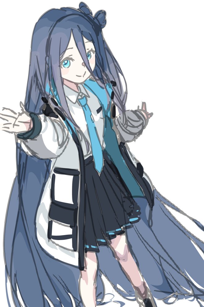 aris (blue archive) 1girl absurdly long hair solo necktie long hair very long hair white background  illustration images