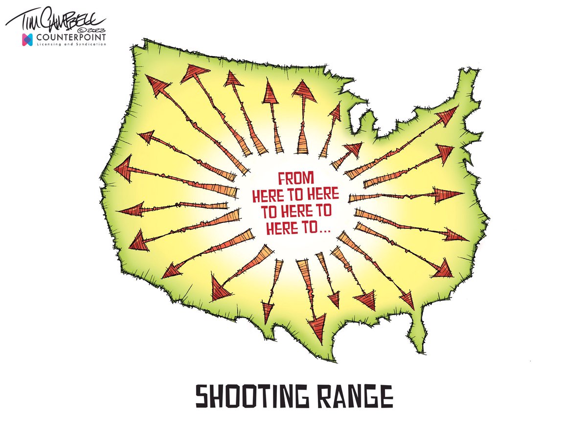 Shooting Range
#GunViolence #MassShootings #ClevelandTX #Atlanta #2ndAmendment #AnotherShooting @AAEC_Cartoonist @EandPCartoons @IndianaJournos