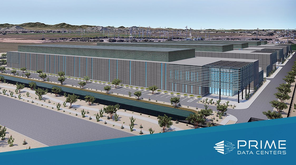 primedatacentrs's tweet photo. #NEWS: Prime announces its first #datacenter campus in #Phoenix. 
Prime Phoenix is a five-building, 66.5-acre #sustainable campus featuring 210 megawatts of critical power and 1.3 million square feet of space.

Learn more: https://t.co/76bQnSNnuV

#pressrelease #datacenters https://t.co/kxSMCNw9Uv