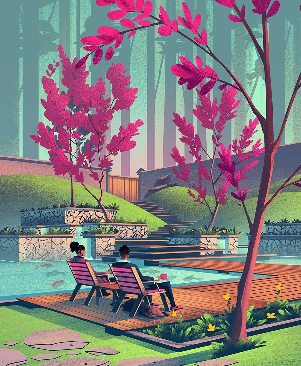 DirIllustration's tweet photo. "RELAX" ๐ธ โฒ Illustration by Brian Edward Miller, represented by Central Illustration Agency.
Explore more of his lovely work here: https://t.co/22jawYweSA
#relaxation #wellness #rest #nature #landscape #springtime #blossoms #textural #digitalillustration #painterly #travel https://t.co/icPDjr9QjI