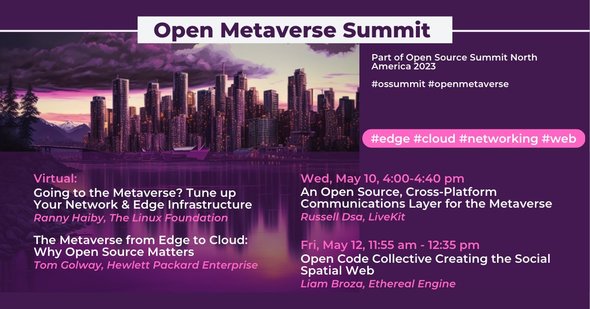 TheOpenMV's tweet image. Headed to the Open #Metaverse Summit next week? Catch these sessions, focused on addressing the escalating demands on #edgecomputing #cloud and #networking. View the full #metaverse schedule: hubs.la/Q01NDjR90

@linuxfoundation @HPE @LiveKitted @xr_engine #ossummit