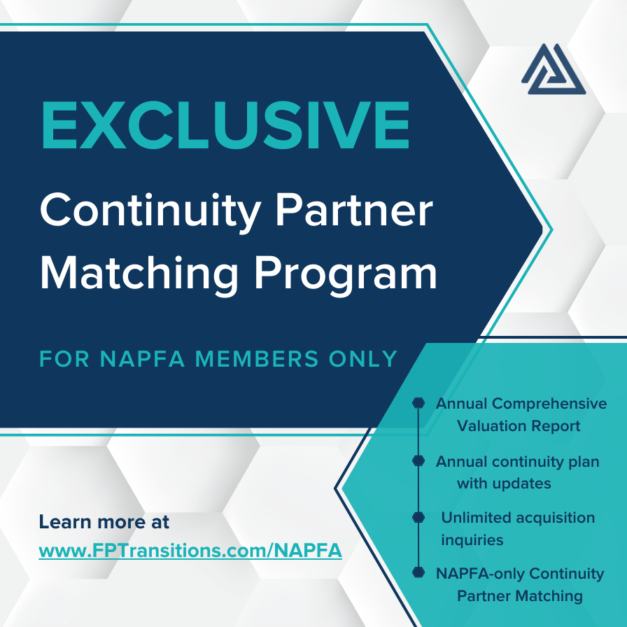 FPTransitions's tweet photo. With NAPFA's spring conference coming up next week, don't forget to take advantage of our #NAPFA Exclusive Continuity Partner Matching Program. Learn more about the program at https://t.co/ajFyU3zksO and if you're going to be in San Diego next week stop by and chat in person! https://t.co/gqWpHveyGE