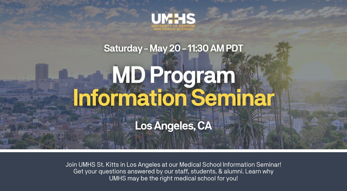 UMHSstkitts's tweet photo. UMHS will host an In-Person Information Seminar on May 20 with Dr. Hamed Mouseghy

Register here for Los Angeles: https://t.co/de2z6rA7Yu
#umhs #medtwitter #losangeles #californiamedicine #losangelesmedical #losangelesca https://t.co/VKH3ePB9t7