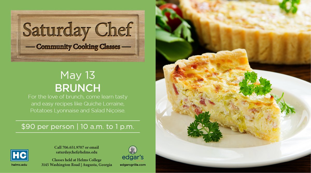 Looking for plans with the family or friends Mother's Day weekend? Come learn to make some tasty brunch recipes from our chefs just in time for the occasion! Sign up for the May 13 class and find the entire 2023 schedule of monthly classes at helms.edu/saturdaychef 
#MothersDay