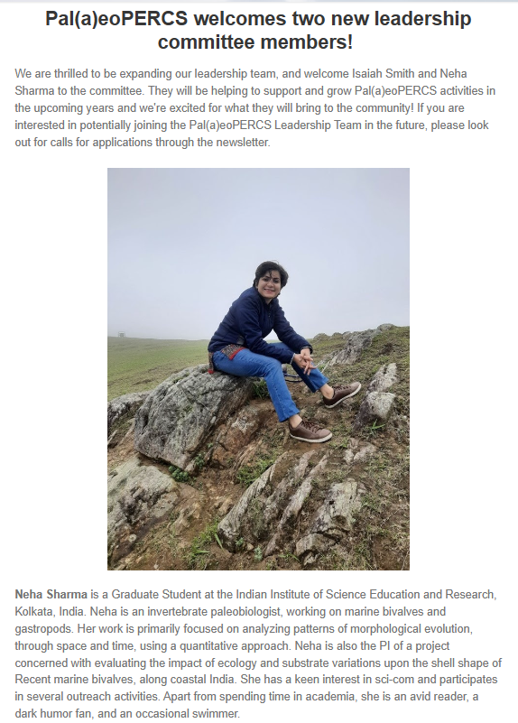 sharma4110n's tweet photo. Glad to be a part of @PalaeoPERCS 😀!
#PalaeoPERCS #Paleobiology #InvertebratePaleobiology https://t.co/pOPffeZq8l