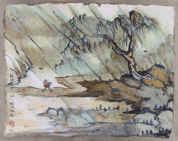April showers bring May flowers! 🌧️🌷 Today we highlight work by Ruby Wang.

Selected by BUAM Social Media Intern, Christine Szafranski ’23

Ruby Wang, Untitled (Landscape in Rain), watercolor on paper, gift of Debbie and Steve Scalet