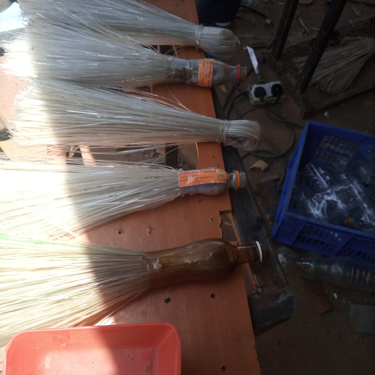 MaxfinleyAnd's tweet photo. Zero waste plastic bottles into the environment. This plastic bottles are turned into brooms, cable binders cobwebs removers, cows brushes, solar panels brush cleaners https://t.co/nB49R7ip0Y