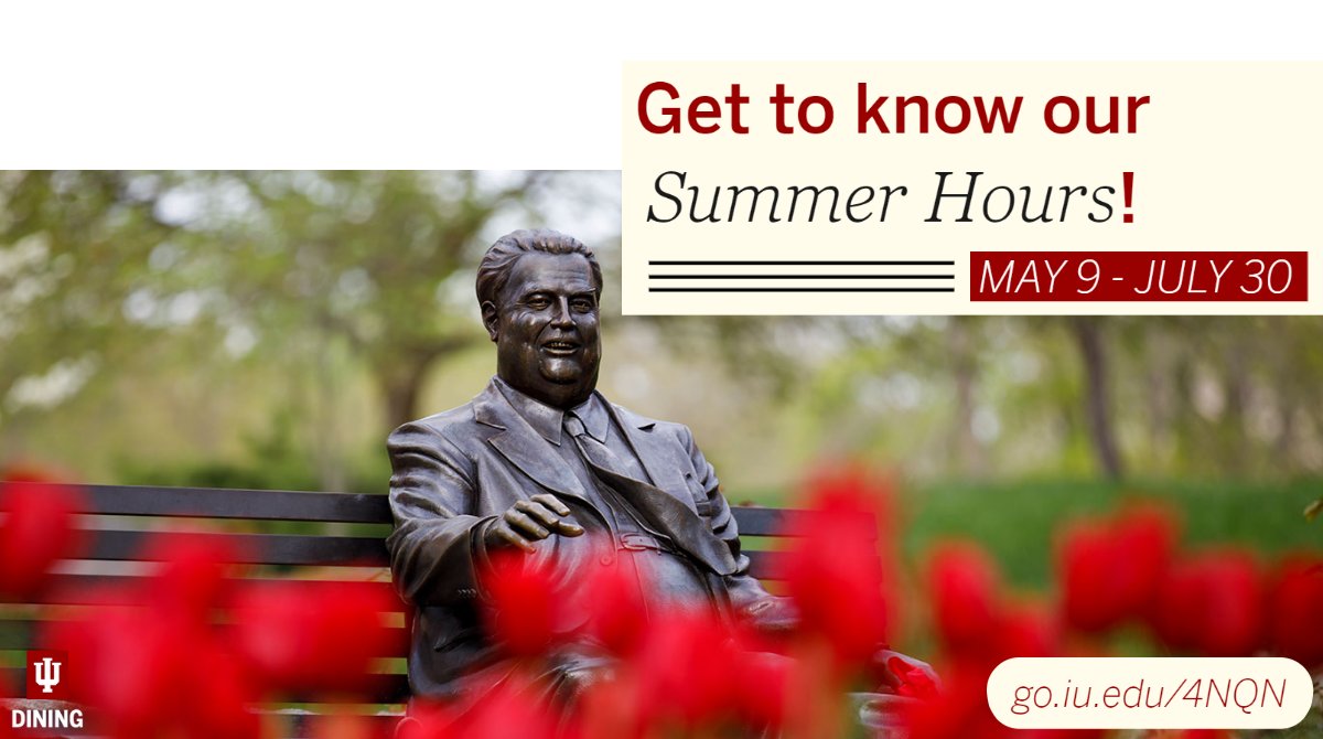 IUDining's tweet image. HOOSIERS | Our summer hours will begin on Tuesday, May 9!☀️ Please visit go.iu.edu/4NQN to see our new schedule before the 2023-2024 fall semester. #iudining #summer