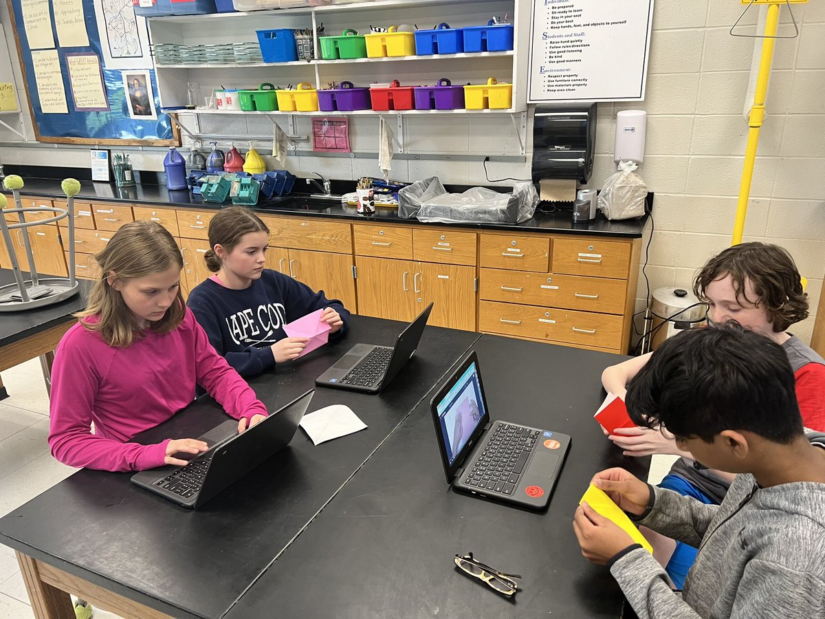 eps_stem's tweet photo. Ellington Public Schools celebrates STEAM day inspired by 💕Pranit 💕. Thank you sixth grade helpers for helping us make the paper crane message display! @WindyWhales #epsstem @CLSPrincipal_ @MikeVerderame @PrincipalJHill @ErinLaFleche https://t.co/l9uMrwFWxe