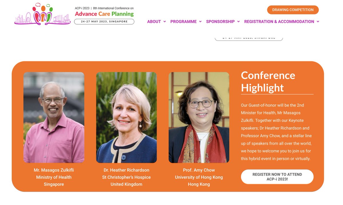 Join us in Singapore for 8th International Conference on Advance Care Planning! #acpi2023
acp-i2023.org