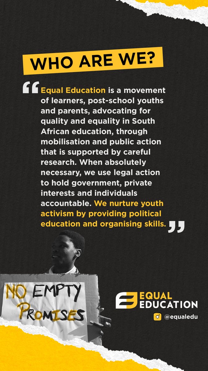 equal_education's tweet photo. Every learner can have a quality education.✊🏿📚
As a movement of learners, students &amp; parents we want to make that happen. We're a govt watchdog &amp; work to protect learner rights. We rely on the support of people who believe in this mission. Please donate! 
https://t.co/Yof6KLo5AD https://t.co/lXvjAhBJS8