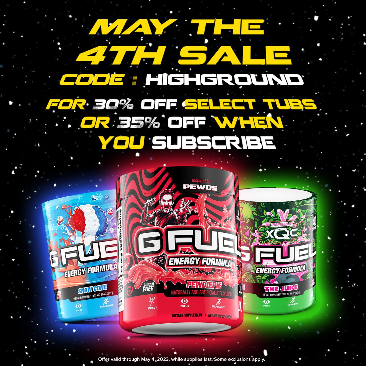 ❤️ 💬 𝗟𝗜𝗞𝗘 + 𝗥𝗧 + 𝗖𝗢𝗠𝗠𝗘𝗡𝗧 "𝗟𝗜𝗚𝗛𝗧 𝗦𝗜𝗗𝗘" 𝗼𝗿 "𝗗𝗔𝗥𝗞 𝗦𝗜𝗗𝗘" to win a #GFUEL TUB OF YOUR CHOICE! 2 winners picked tomorrow in honor of our #MayThe4th SALE! ⚡️ 

🛒 𝗦𝗛𝗢𝗣: GFUEL.ly/may-the-4th-tw