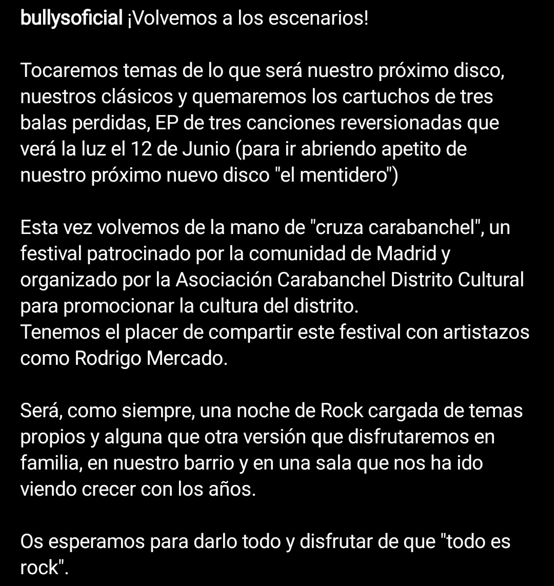 bullysoficial's tweet photo. Os dejamos noticias fresquitas 🖤
Enlace para comprar entradas aquí: https://t.co/cVICnkofY8 https://t.co/NypstYq77O