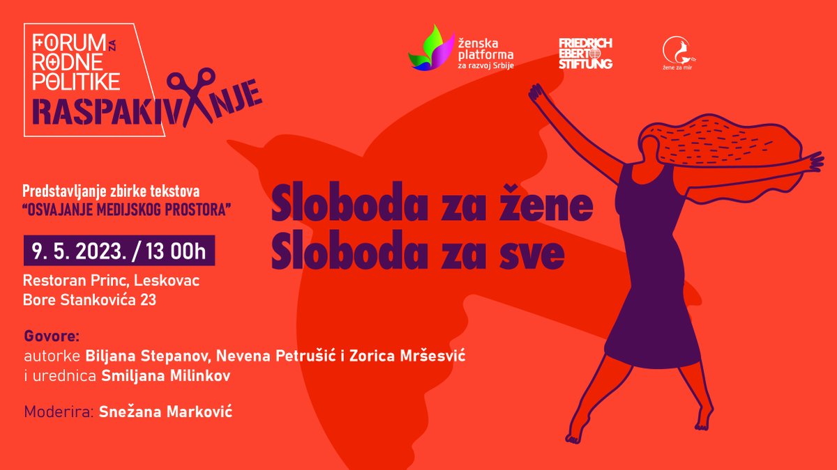 mir_zene's tweet photo. Promocija zbirke tekstova iz ugla aktivistkinje/aktiviste Ženske Platforme 2021-2022
"Osvajanje medijskog prostora" u Leskovcu 09.05.2023. sa početkomu 13 h u restoranu Princ. https://t.co/jG0pyCmgKW
