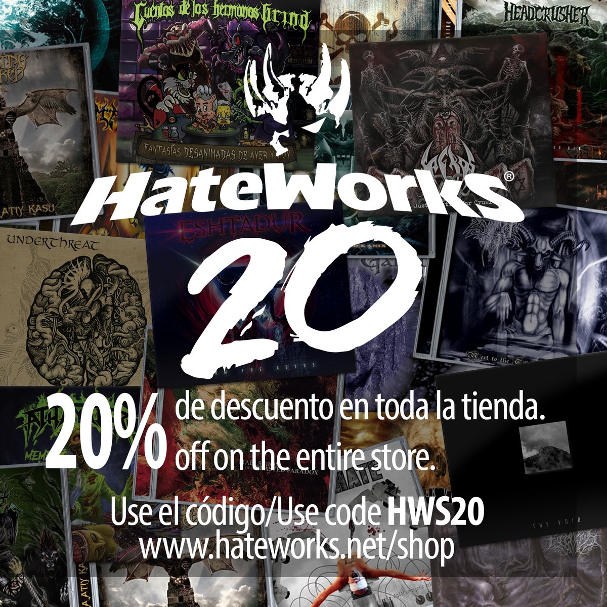 hateworkers's tweet photo. En HateWorks estamos celebrando nuestros primeros 20 años!
Durante Mayo 20% de descuento en toda la tienda y por compras superiores a $20USD envío gratis en Colombia!
Use el código HWS20 al momento de hacer el pago en https://t.co/LXQdnL9xyd
#HWS20 #YourHateMakesMeStronger https://t.co/2gerAHA93C