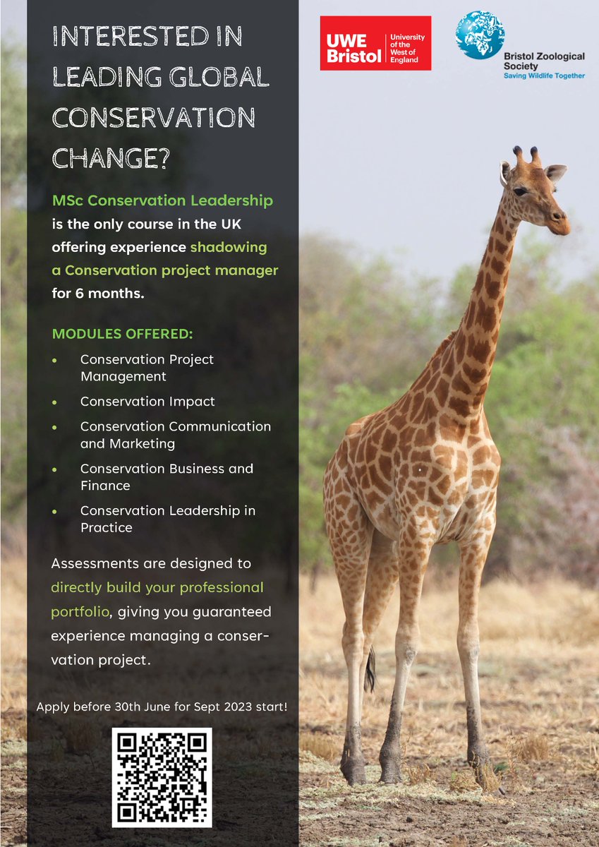 🆕MSc course in Conservation Leadership where you get to develop your conservation management skills on a project! 
youtube.com/watchv=X0wGWPV…

Sign up to our open event on 10th June &amp; to find out more! app.geckoform.com/public/#/moder…

Course info: courses.uwe.ac.uk/C1N21/conserva…

#environment