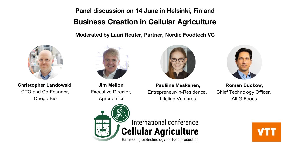 Excited to participate in this panel discussion with <a href="/LauriReuter/">Lauri Reuter</a> <a href="/FoodTechVC/">Nordic Foodtech VC</a>, Jim Mellon <a href="/AgronomicsLtd/">Agronomics</a>, Roman Buckow @allgfoods 💚🌍🦠  

Join us at the 1st International Cellular Agriculture conference in Helsinki, Finland, June 15-16!