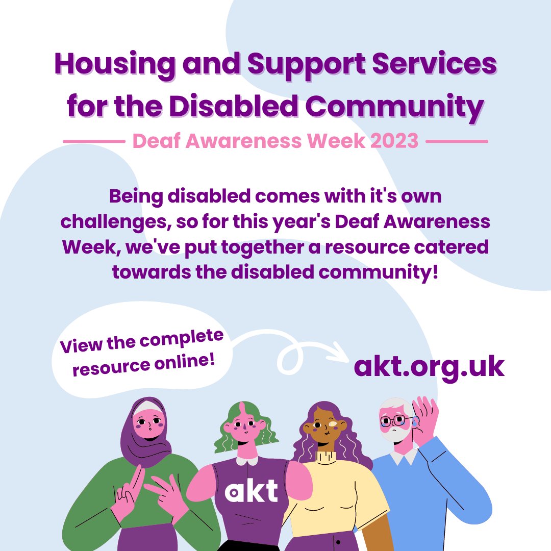 aktcharity's tweet photo. 💜 Deaf Awareness Week 2023 💜

For this year's #DeafAwarenessWeek, we've put together a resource full of housing and support services for people with disabilities!

Check it out here 👇
🔗https://t.co/0s7FozNgLO https://t.co/PABqGPO8D8