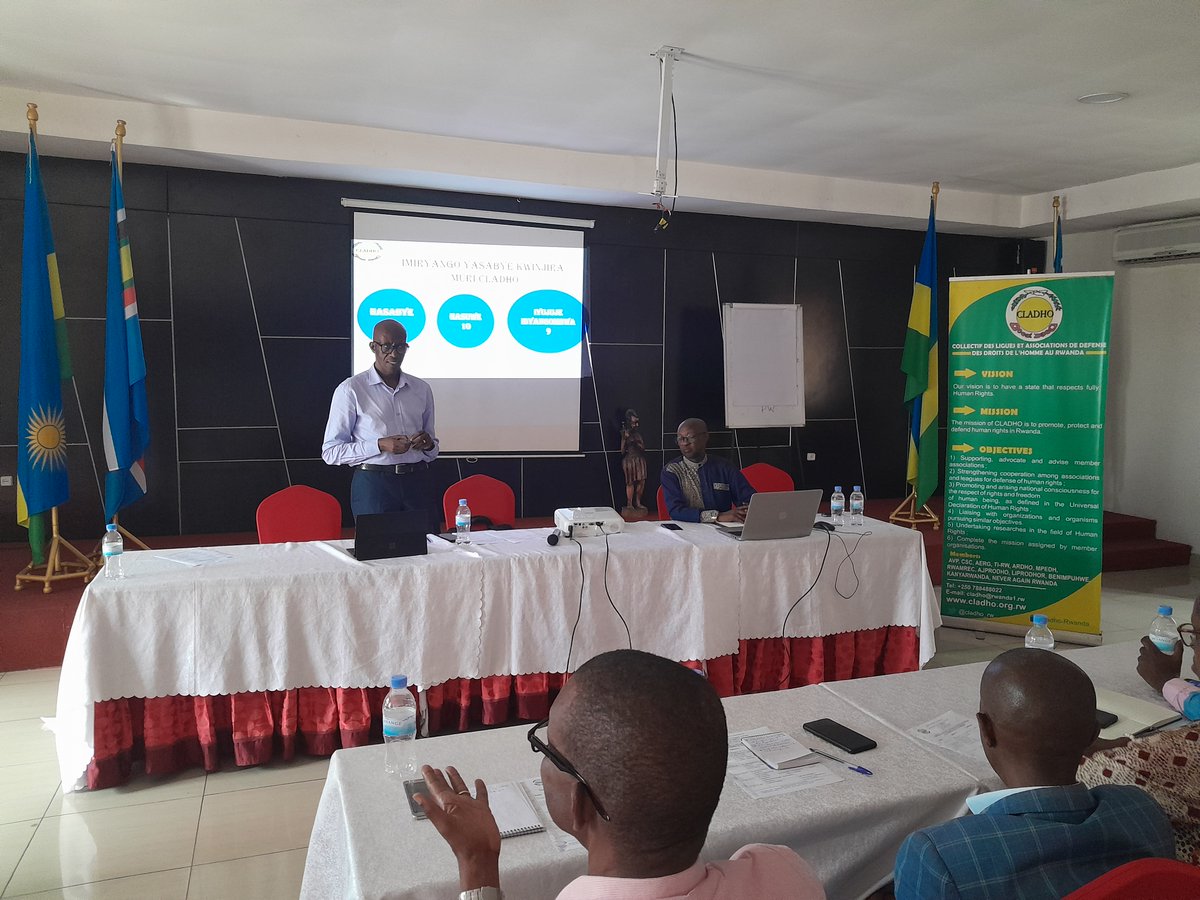 CladhoRwa's tweet photo. #happening now: We are having the extra ordinary general assembly aiming at receiving new members in CLADHO.We are welcoming 9 CSOs approved by this general assembly @avsirwanda @iPeace_GL among others.Let us join hands to promote, defend, and protect human rights @GovernanceRw https://t.co/xwKeA6bP3a