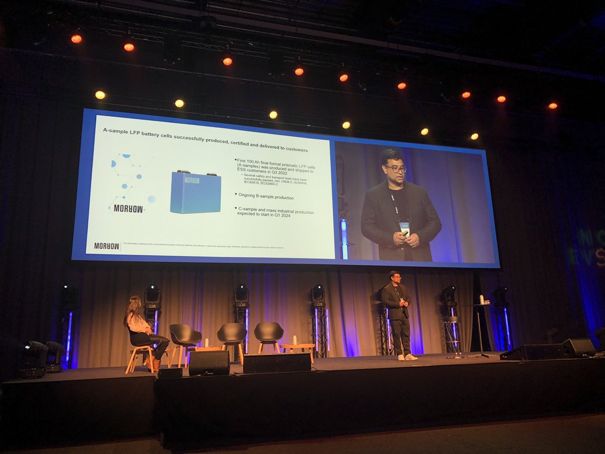 nordicevs's tweet photo. Very interesting hearing from the Norwegian Battery Manufacturer, Dr. Rahul Fotedar, Chief Technology Officer, @morrowbatteries at #nordicevsummit talking about how Morrow will make batteries in the most sustainable and low cost way🔋🇳🇴#battery https://t.co/rrOMVoHV0Y