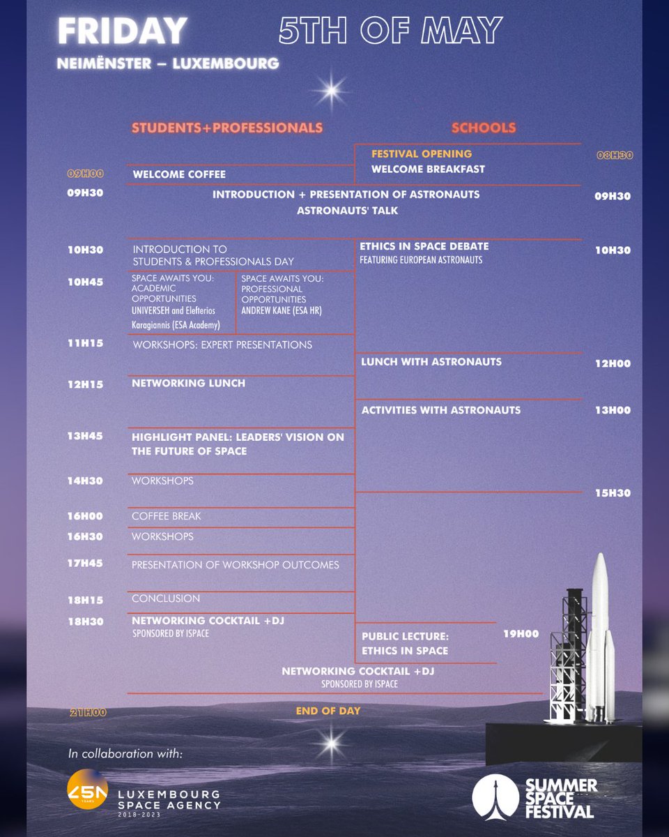 lsta_lu's tweet photo. RT LuxSpaceAgency: 🥳 We hope to see you at the @SummerSpaceFest on Friday for the #Ethics in #Space round table (registration https://t.co/CFOnyKrY0t) and on Saturday for #PublicDay! It is free &amp; you can come with your little ones, there will be plen… https://t.co/zJ6cHK69Mm