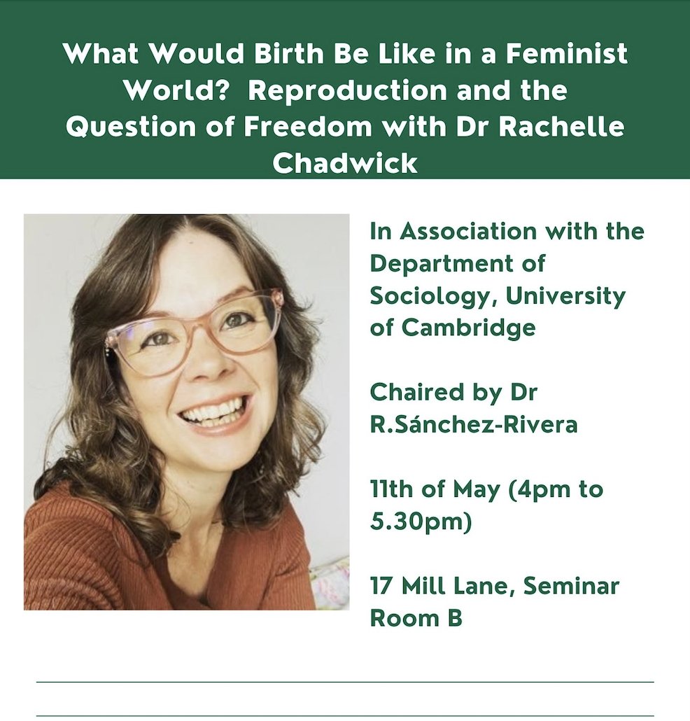 RSanchezRivera1's tweet image. Register for our upcoming event with @DrRChadwick titled: 'What Would Birth be Like in a Feminist World?' (this event will be hybrid!) 
eventbrite.com/e/what-would-b…