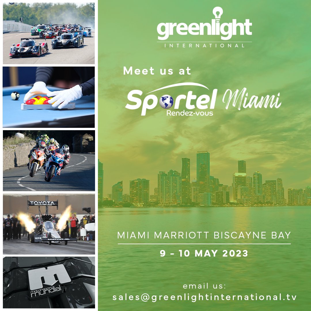 We're heading to SPORTEL Miami next week 🇺🇸

Also attending? We'd love to introduce you to our exciting 2023 catalogue.

Arrange a meeting with us by emailing: sales@greenlightinternational.tv

#SportelMiami #Sportel #Sales <a href="/sportelmonaco/">SPORTEL</a>