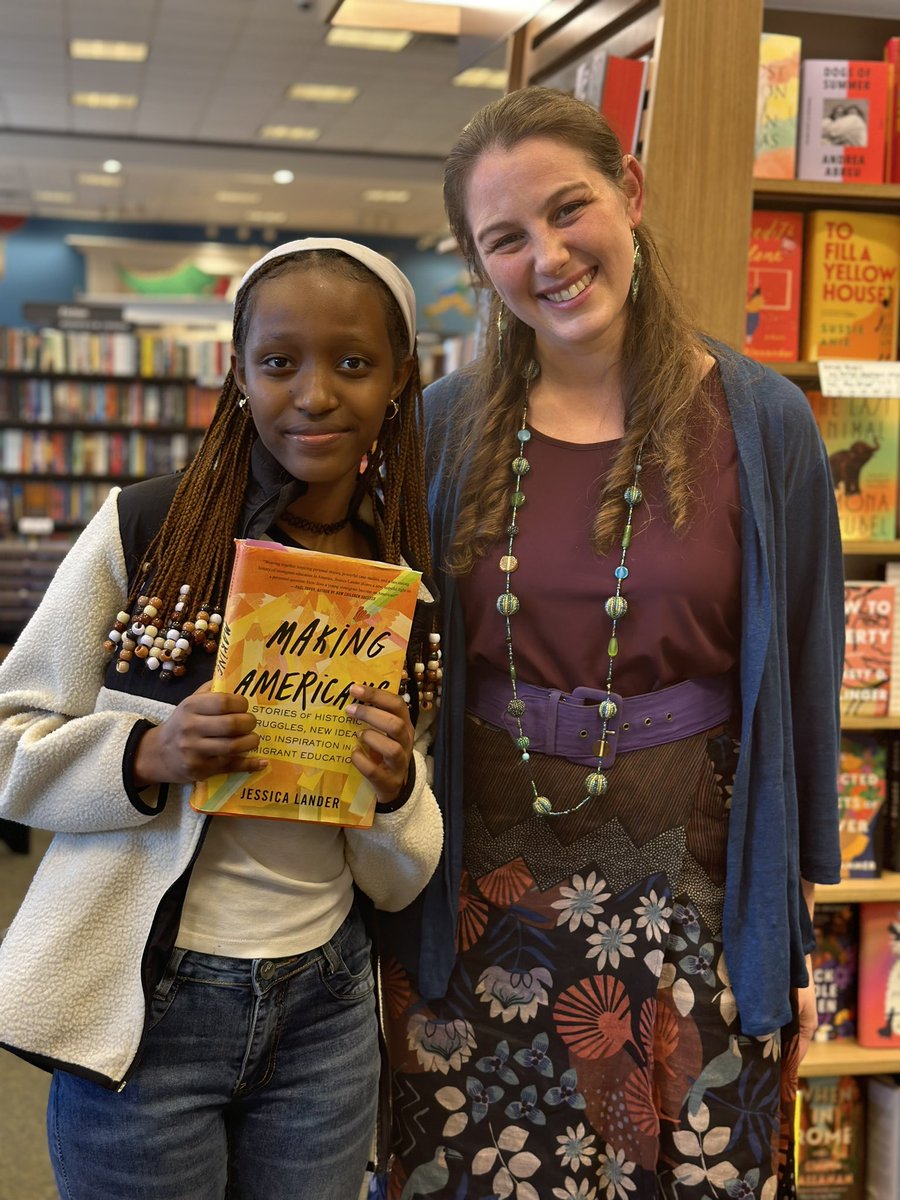 ellgcs's tweet photo. One remarkable #immigrant young person, 2 EL teachers, and a book- which she shared is one of her most valuable possessions because she saw her story in its pages: #MakingAmericans by @jessica_lander @GCSchoolsNC @Super_GCS @taperkin @jmaness4 @GreatCitySchls @PiratesPage https://t.co/o2iwxoHySh