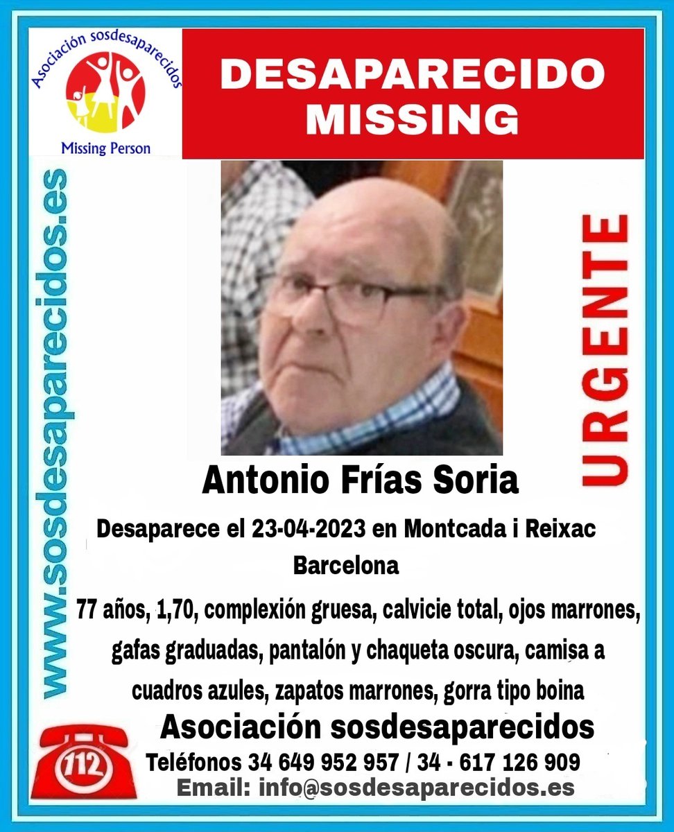 🆘 DESAPARECIDO
#desaparecido #sosdesaparecidos #Missing #España #MontcadaiReixac #Barcelona