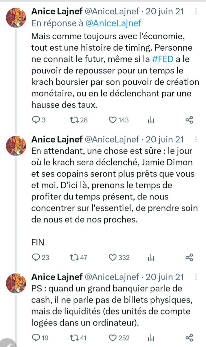 Une incroyable tragédie financière en 3 actes !

Acte I : Juin 2021

Le PDG de JP Morgan annonce publiquement l'inflation à venir et sa volonté de se positionner en "cash" en attendant la hausse des taux de la #Fed pour contrer l'inflation.

Il se préparait à égorger des agneaux.