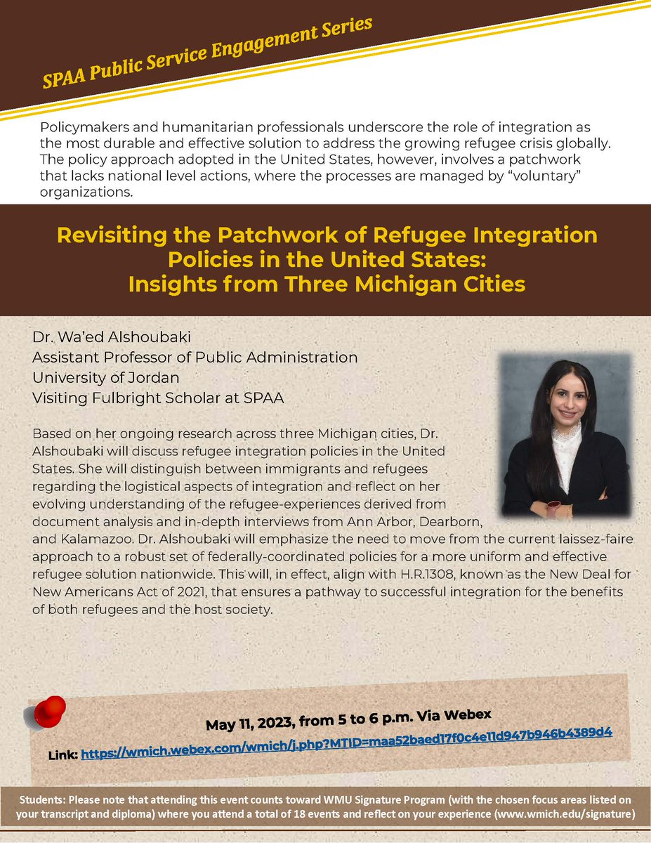 WMUSPAA's tweet image. For link to presentation go to wmich.edu/spaa/events