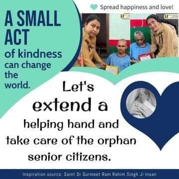 To help orphan old people, @derasachasauda volunteers are coming ahead and giving them the care and love they deserve under the initiative #OldAgeCare with the inspiration of Saint Dr. @Gurmeetramrahim Ji Insan.
#ElderlyCare
#ElderlyPeople 
#Empathy
#SaintDrMSG
#BabaRamRahim