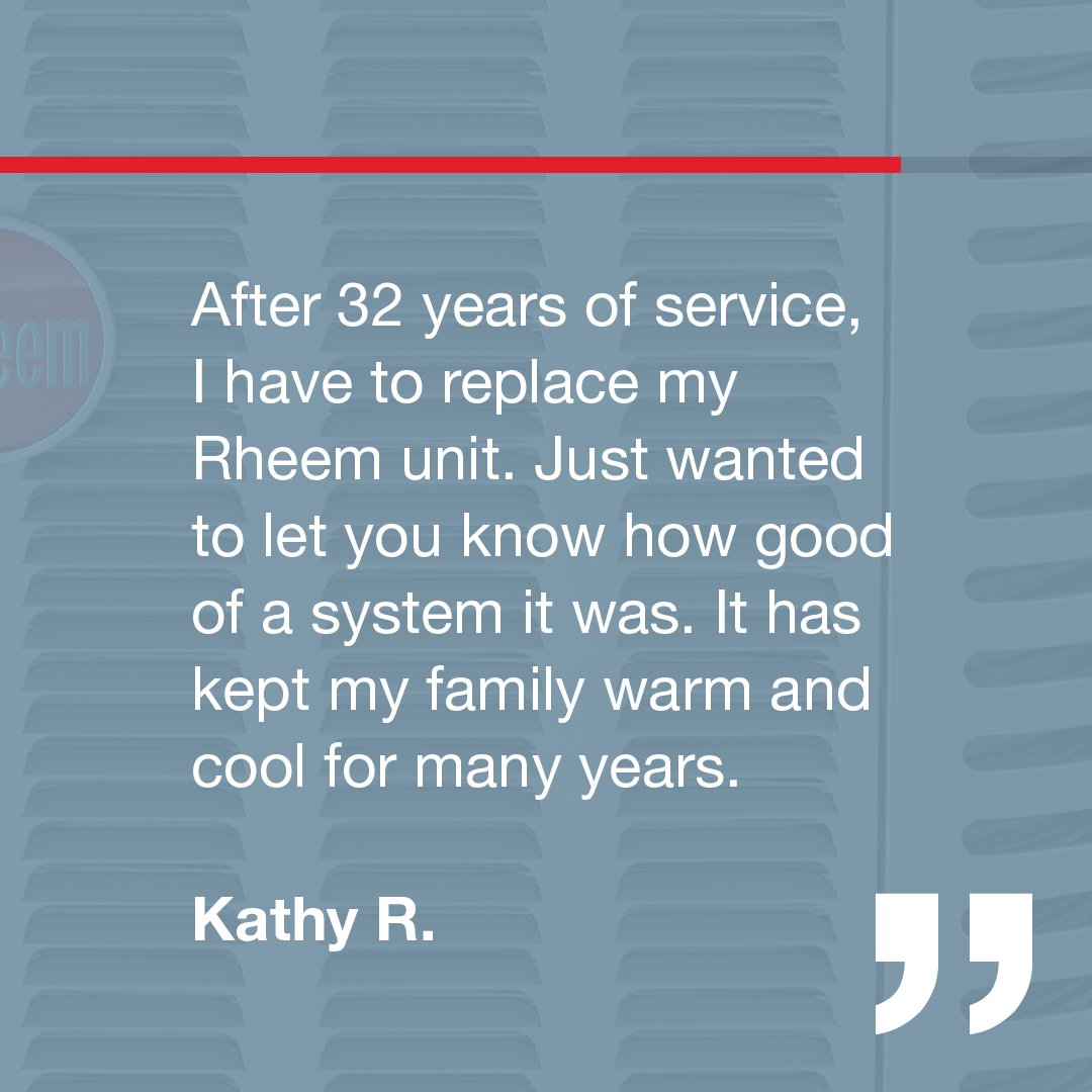 RheemAir's tweet photo. We let our products speak for themselves. Thank you, Kathy, for your positive feedback! #RheematWork https://t.co/o1KNhIiZ6q